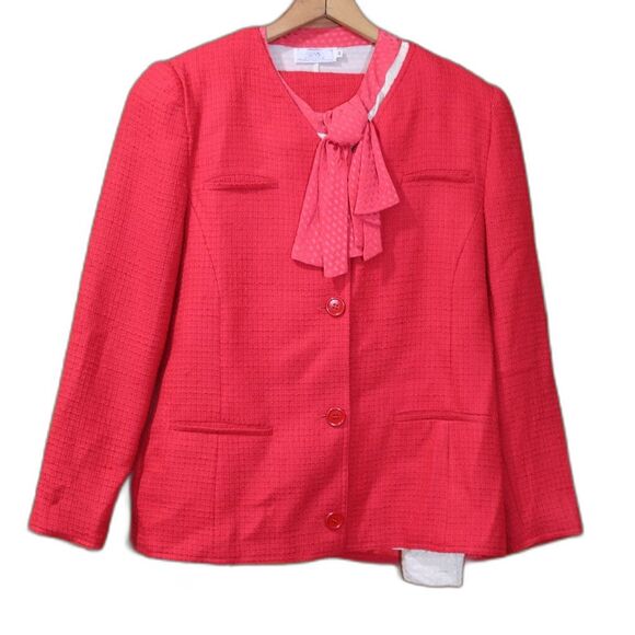 Valentino Miss V Red Tweed Skirt Suit 3 Piece Set EU 44 - Picture 1 of 13